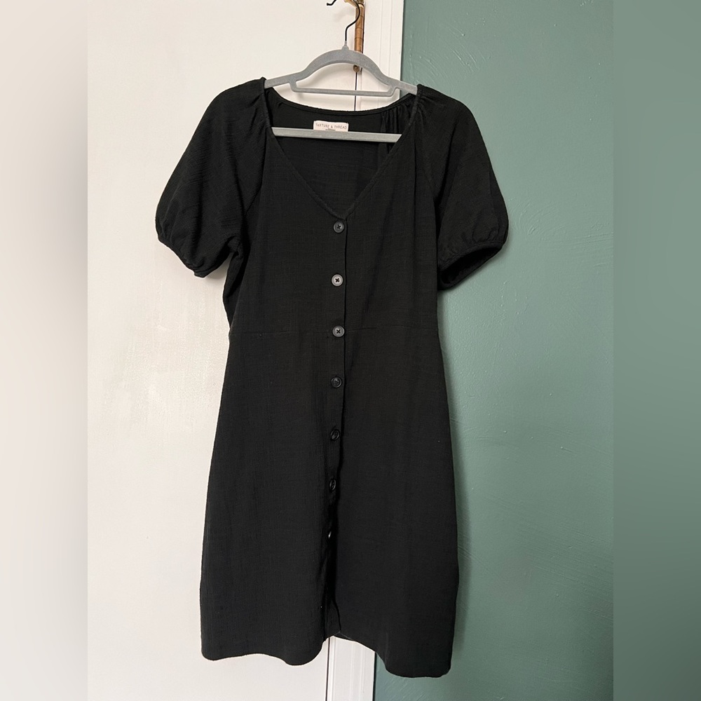 Madewell Texture and Thread black button front dress